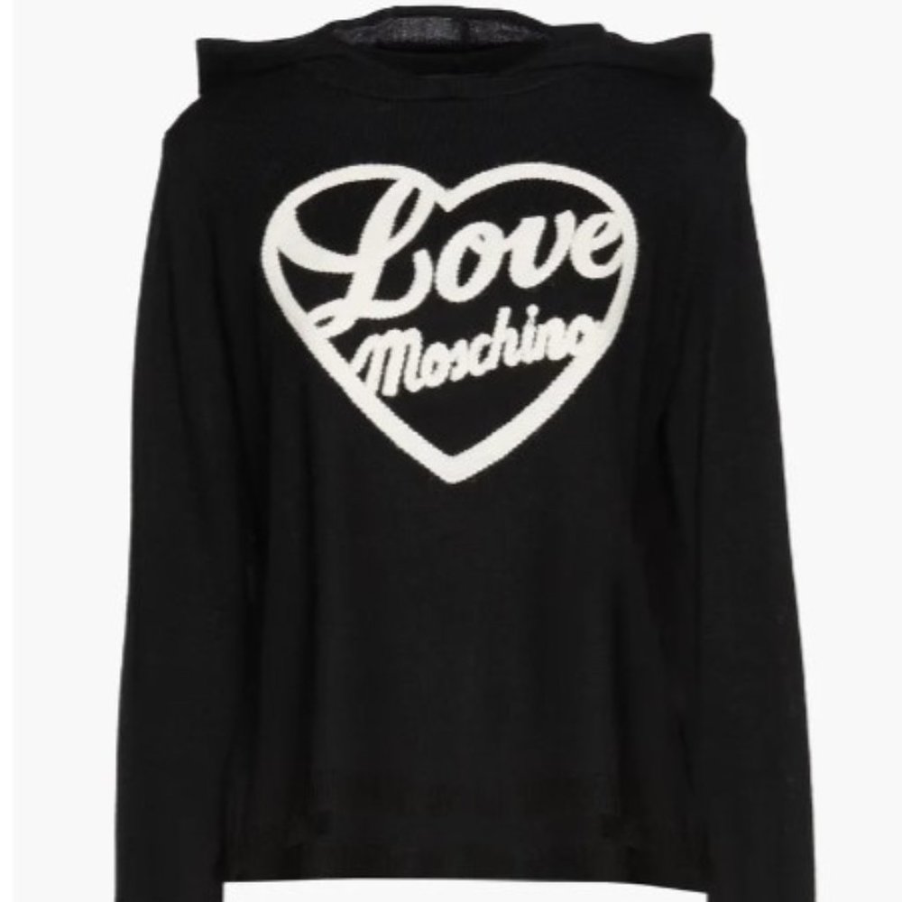 New LOVE MOSCHINO Embroidered wool-blend hoodie size IT48